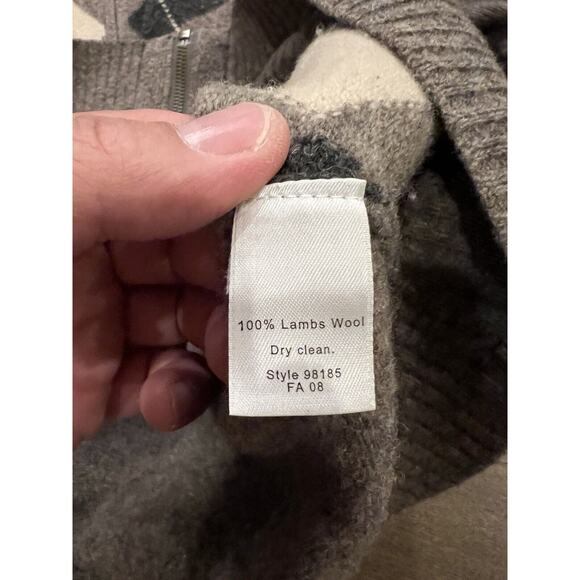 J.Crew Mens Brown Full Zip Diamond Argyle Long Sleeve Lambswool Sweater Size XL - Picture 8 of 10